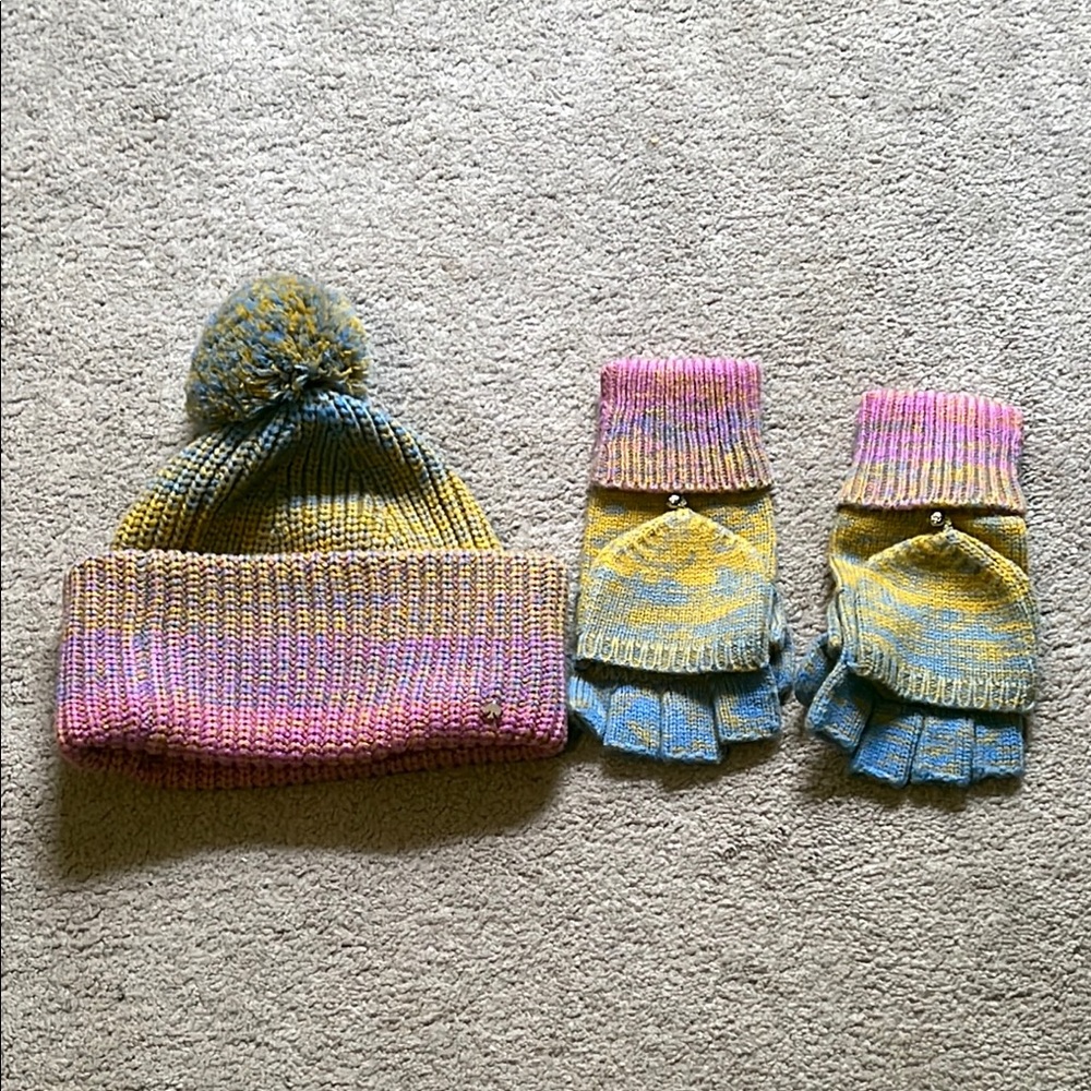 kate spade Pink and Yellow Knit Hat wildflower Ombré
